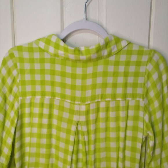 Soft Surroundings Shirt Women S Half Sleeve V-Neck Plaid Gingham Green - Picture 12 of 16